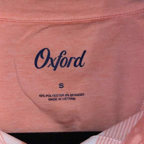 Oxford Men's Peach and White Striped Polo Shirt Size Small - Picture 3 of 4